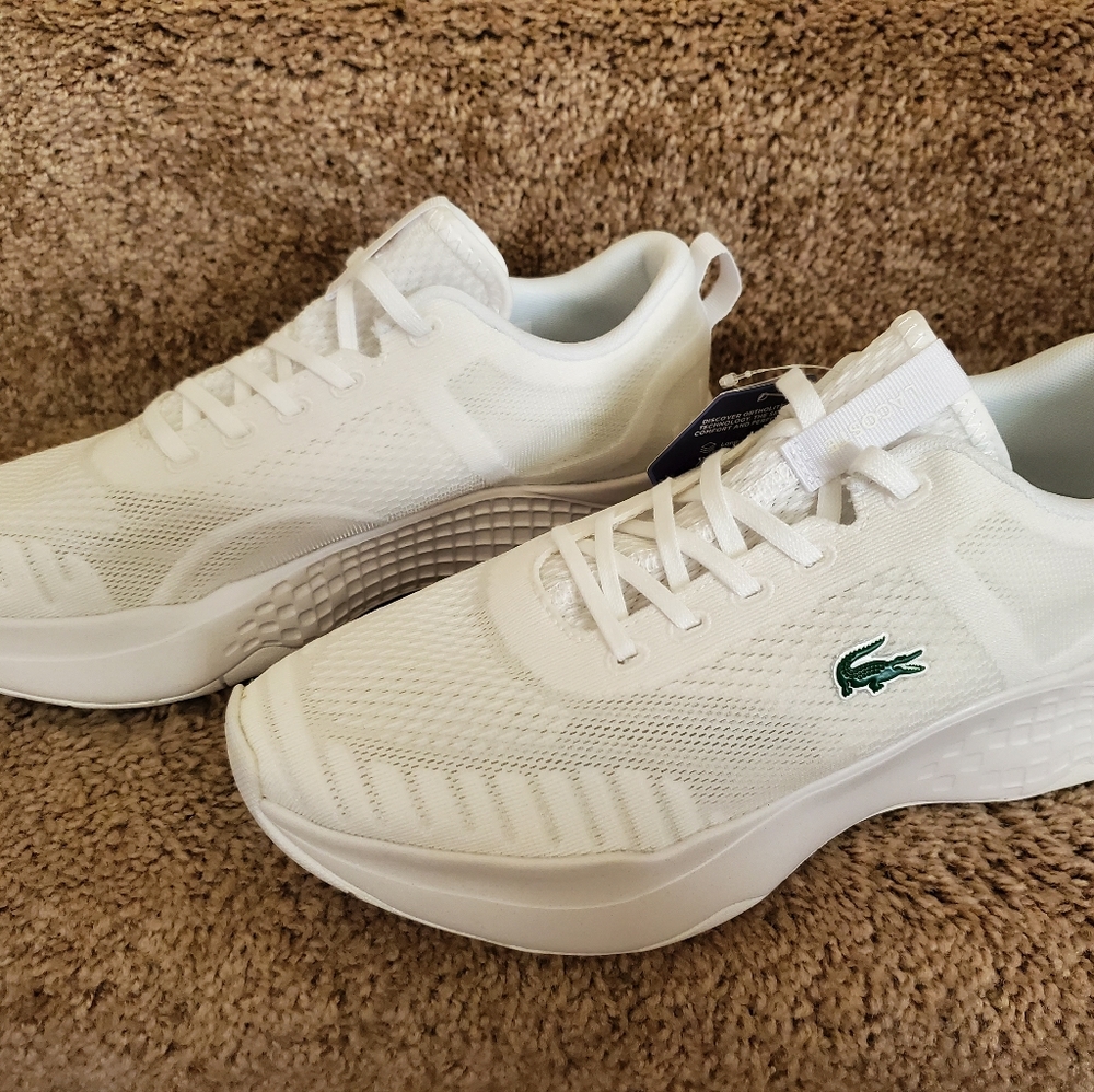 Men's Lacoste white tennis shoes
